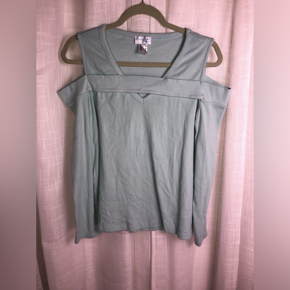 Women's Cold Shoulder Top - Light Blue/Teal